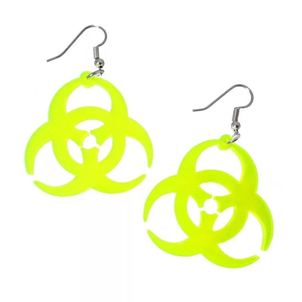 Biohazard Neon Acrylic Earrings ☣️